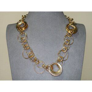 Anne Klein Gold-Tone Chain Link Necklace With Textured Circular Accents
